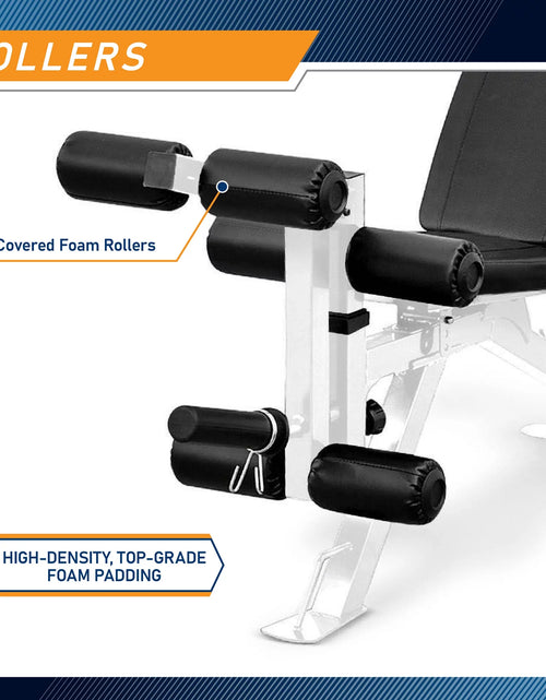 Load image into Gallery viewer, Foldable and Adjustable Weight Bench with Leg Extension, White/Black
