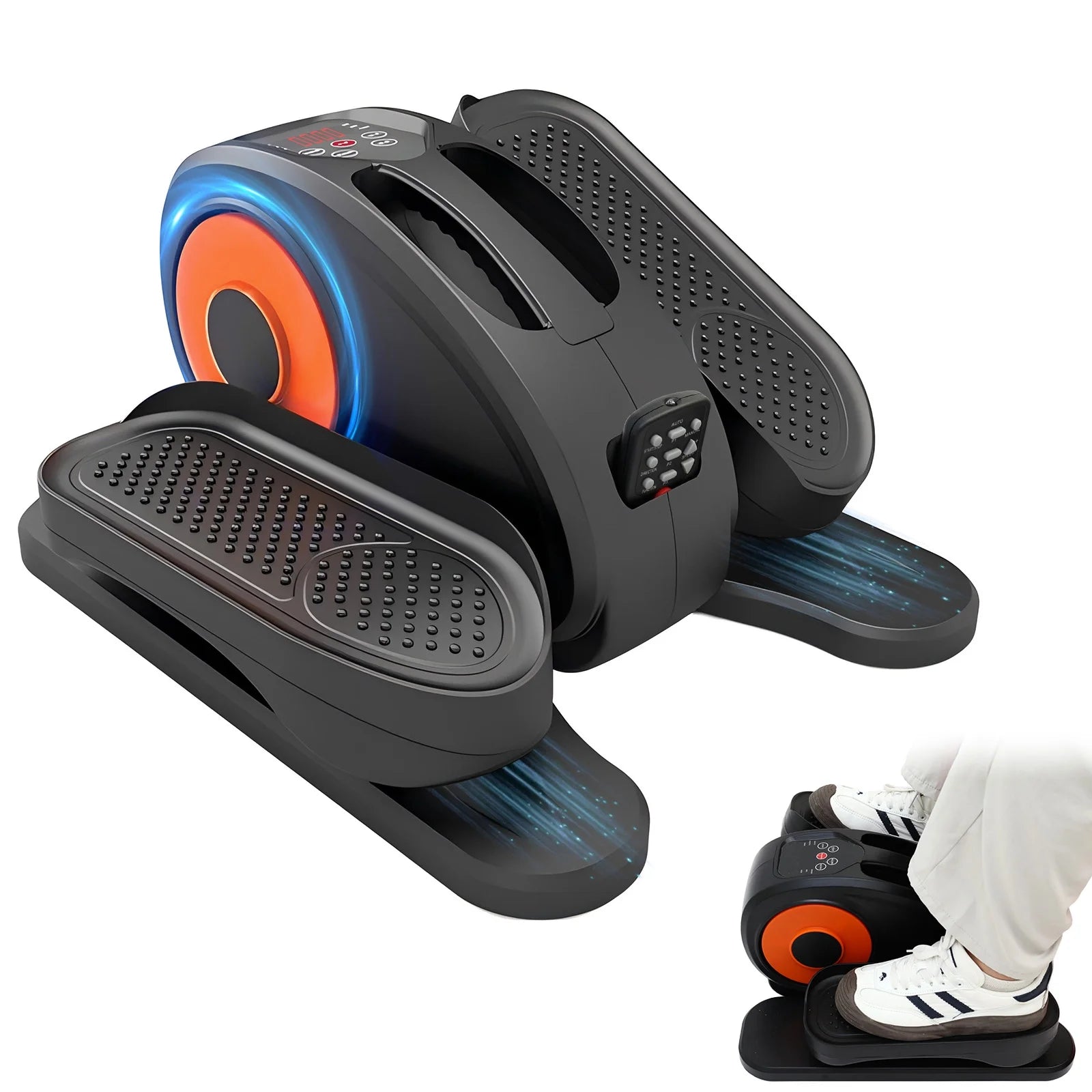 under Desk Elliptical, Electric Ellipse Leg Exerciser While Sitting for Seniors Adults, Auto/Manual Dual Mode Motorized Foot Pedal Exerciser with Remote Control for Home Office Use