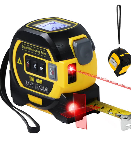 3 in 1 Digital Laser Tape Measure 130Ft/40M Laser Distance Meter Auto Lock Measuring Tape Range Finder