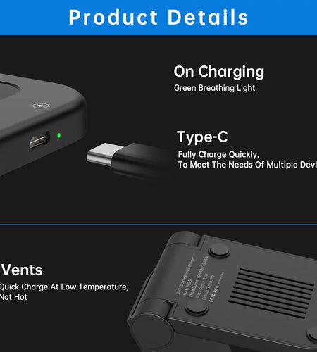 Wireless Charger for Iphone-23W 3 in 1 Fast Charging Station Compatible for Iphone 17/16E/15/14/13/12/11 Pro Max, Airpods 4/3/2/Pro, Iwatch Series 2-11, Samsung Charger Stand