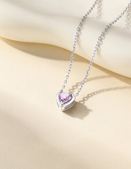 Load image into Gallery viewer, Silver Necklace 925 Sterling Silver Birthstone Love Heart Necklace Mother'S Day Gift
